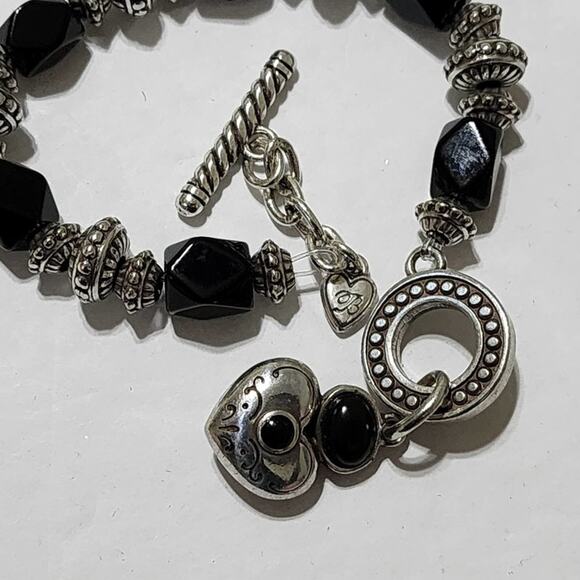 Brighton black and silver plated heart charm toggle bracelet - Picture 3 of 4